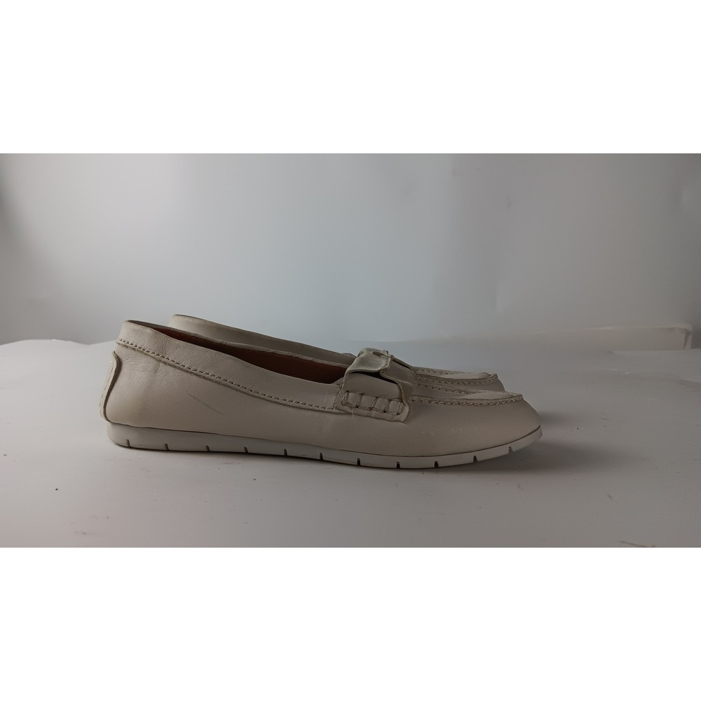 Frye Women White Leather Moc Toe Loafers Slip On Flats 6M 3470329-WHT